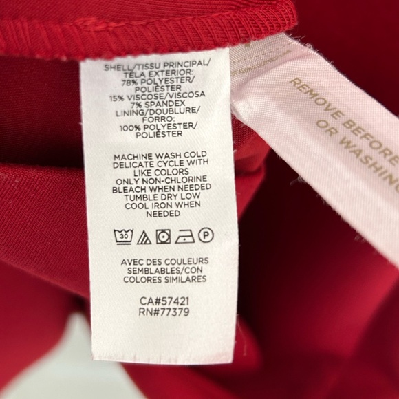 Ann Taylor Crimson Red Ponte Knit Dress Mid Length 6 - Picture 8 of 8